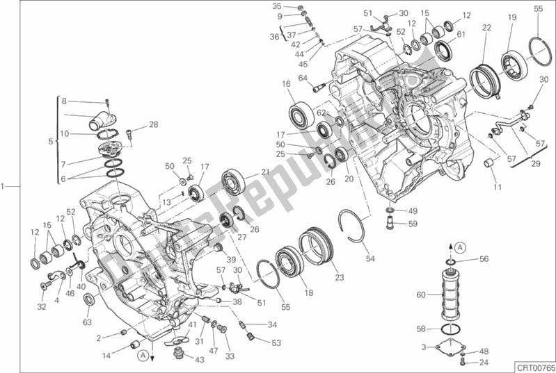 All parts for the 010 - Half-crankcases Pair of the Ducati Diavel Xdiavel S 1260 2019